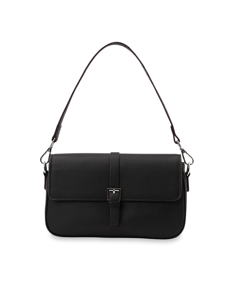 Mocha Julia Leather Crossbody Buckle Bag - Black | Mocha Australia