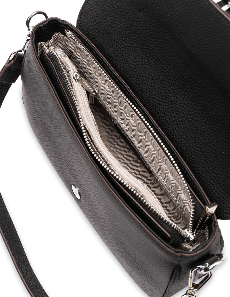 Mocha Julia Leather Crossbody Buckle Bag - Black | Mocha Australia