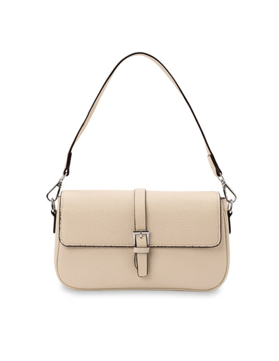 Mocha Julia Leather Crossbody Buckle Bag- Cream | Mocha Australia