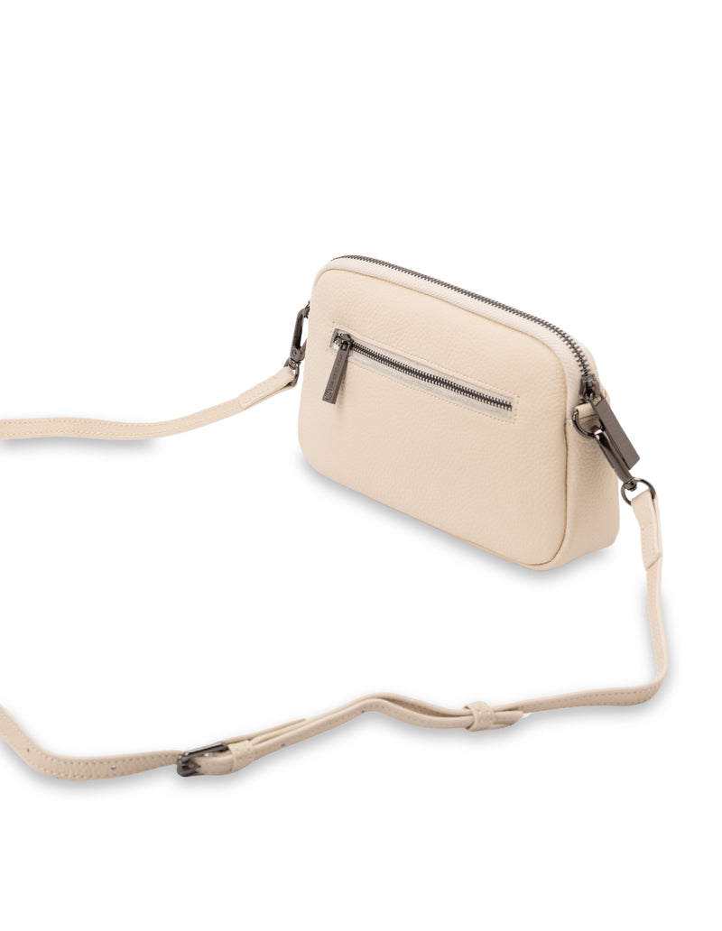Mocha Rebecca Leather Quilted Crossbody Bag- Cream | Mocha Australia