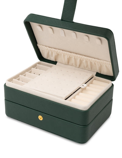 Mocha Rectangle Double Layer Jewellery Box- Green | Mocha Australia