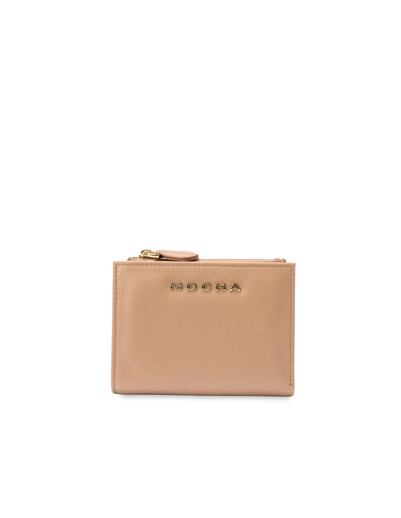 Mocha Classic Mini Leather Wallet- Nude | Mocha Australia