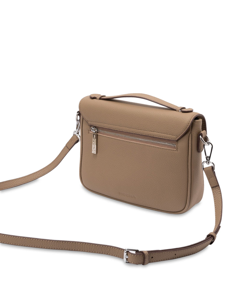 Mocha Teagan Leather Crossbody Bag- Taupe | Mocha Australia