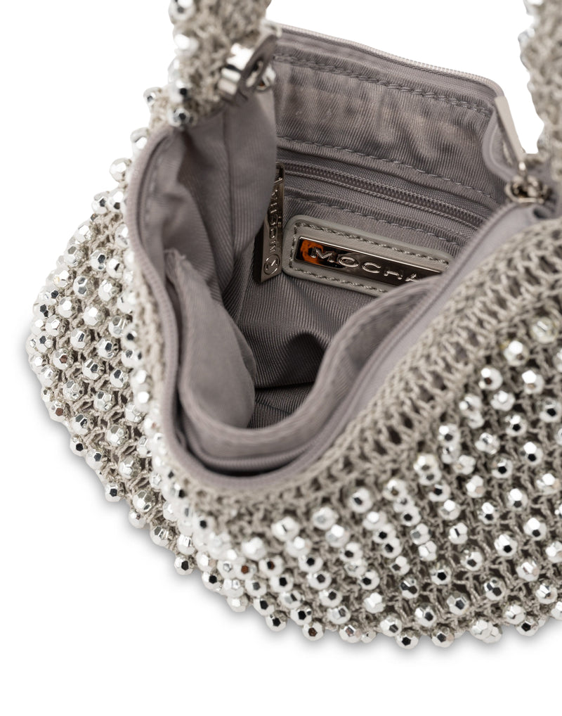 Mocha Tiana Dainty Beaded Bag- Silver/Silver | Mocha Australia