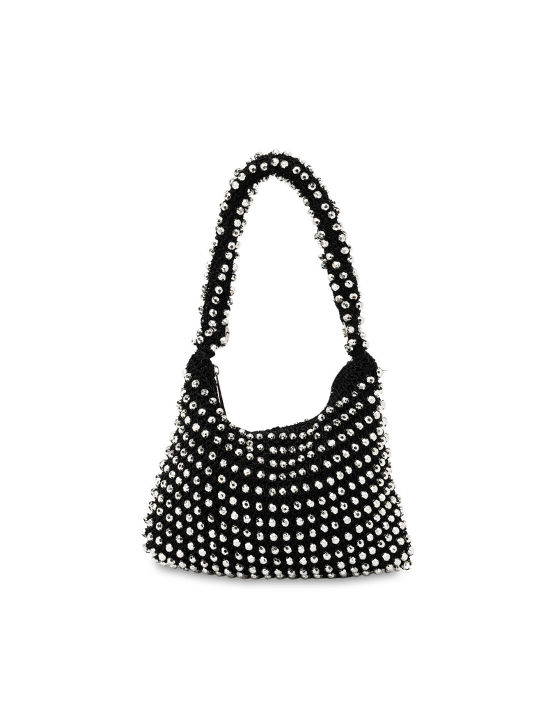 Mocha Tiana Dainty Beaded Bag - Black/Silver | Mocha Australia