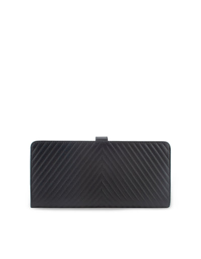 Mocha Chevron Leather Travel Wallet- Black/Silver | Mocha Australia