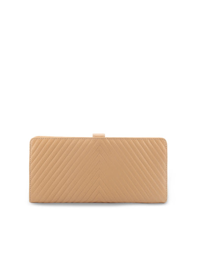 Mocha Chevron Leather Travel Wallet- Nude | Mocha Australia