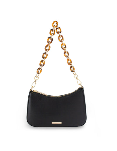 Mocha Olivia Tortoise Shell Chain Crossbody Bag- Black | Mocha Australia