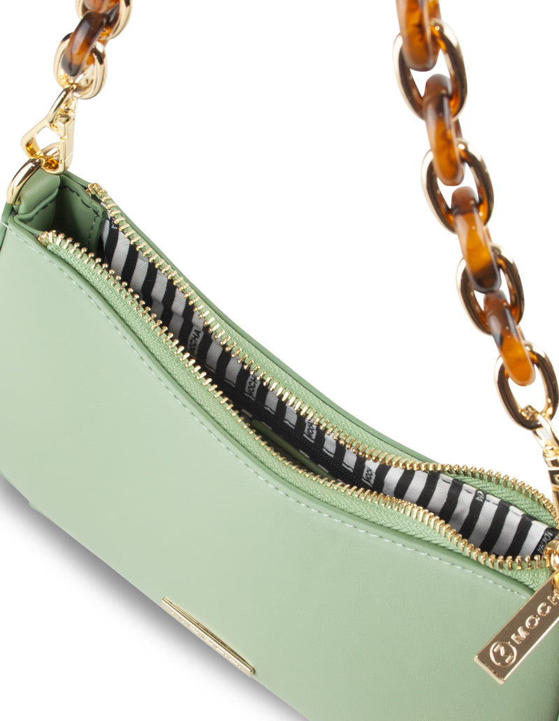 Mocha Olivia Tortoise Shell Chain Crossbody Bag- Sage | Mocha Australia