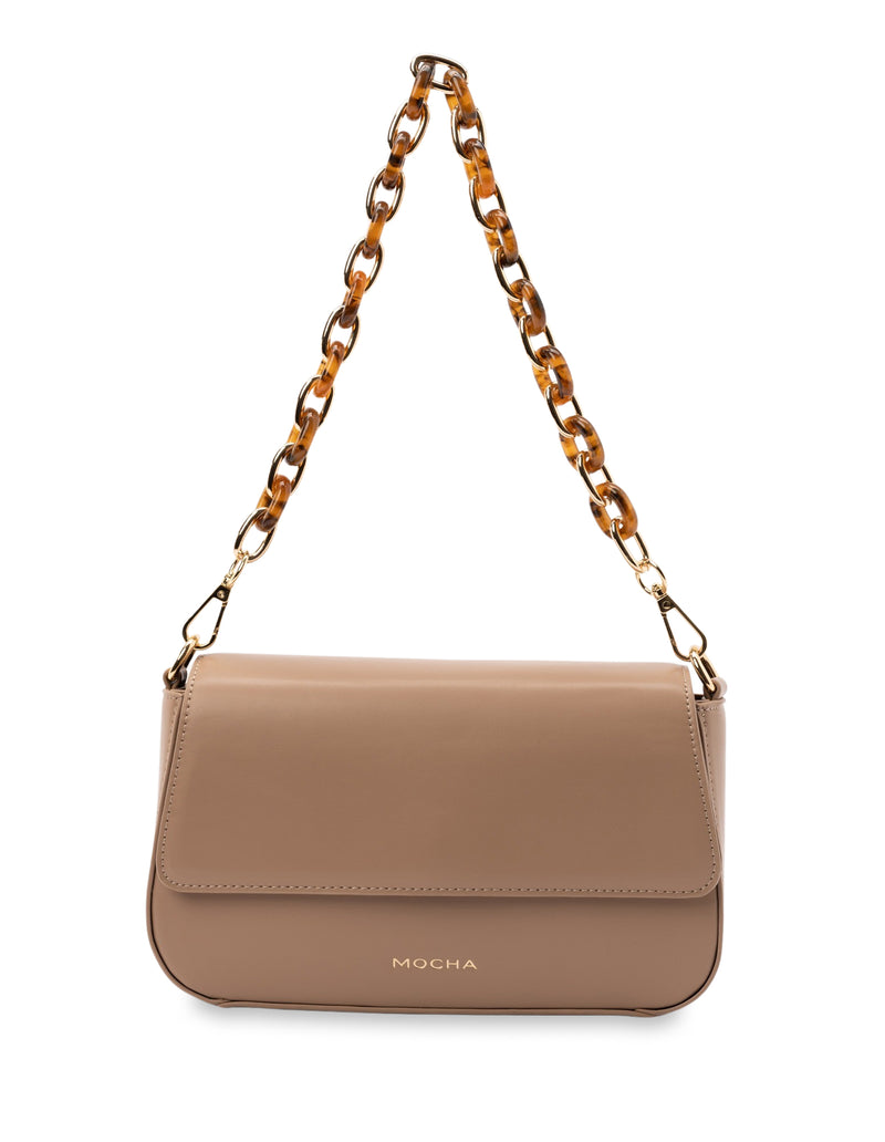 Mocha Sophie Tortoise Shell Chain Crossbody Bag- Neutral | Mocha Australia