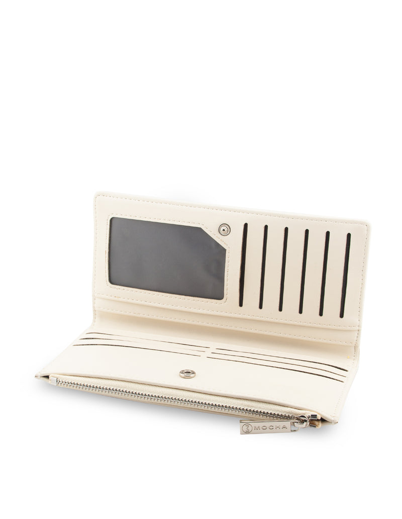 Mocha Amy Asymmetrical Long Wallet- Cream | Mocha Australia