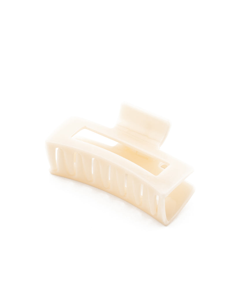 Mocha Rectangular Hair Clip- Glossy Cream | Mocha Australia