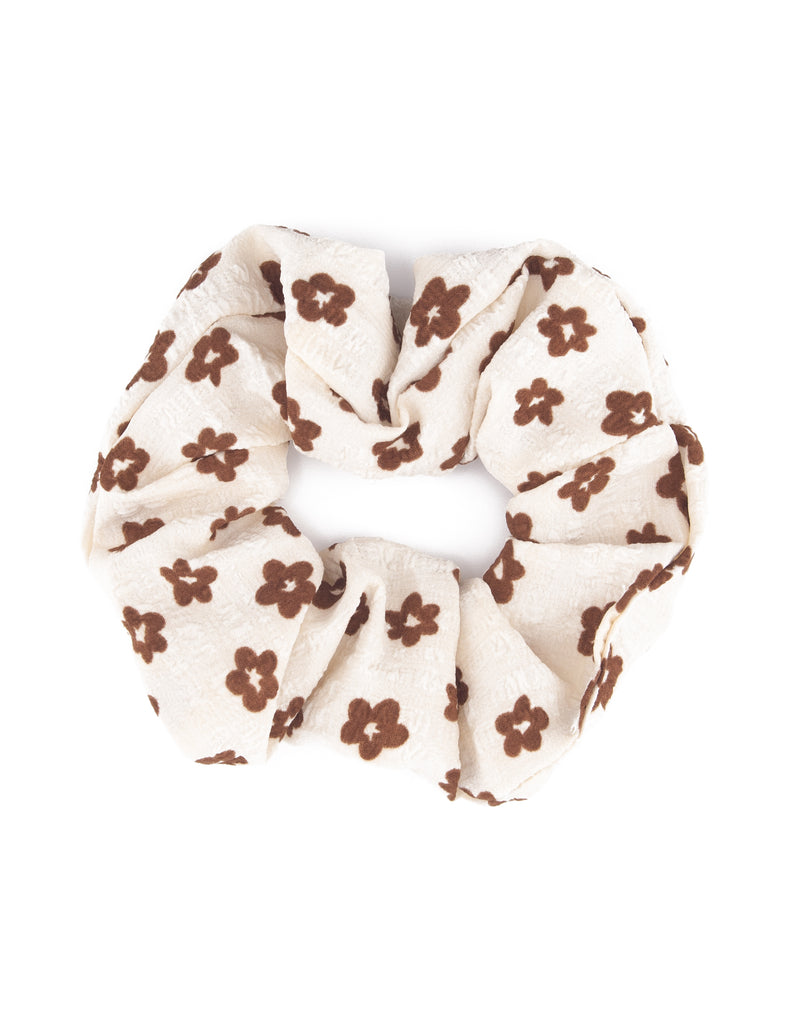 Mocha Crepe Floral Scrunchie- Cream Ditsy | Mocha Australia