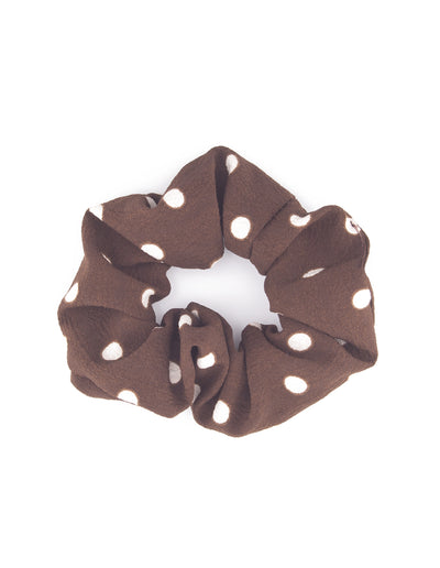 Mocha Crepe Polkadot Scrunchie- Brown | Mocha Australia