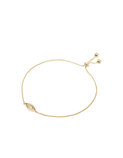Mocha Adjustable Evil Eye Bracelet with CZ - Light Gold