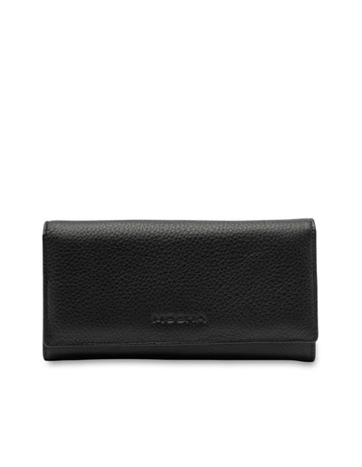 Mocha Vivian Leather Long Wallet- Black | Mocha Australia