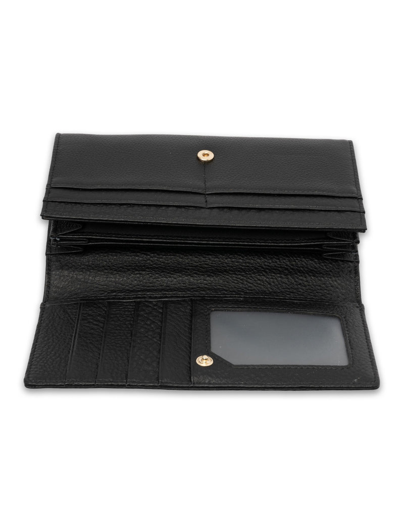 Mocha Vivian Leather Long Wallet- Black | Mocha Australia