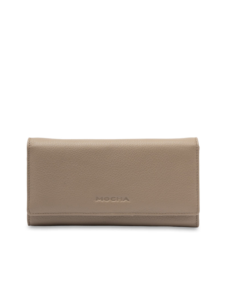 Mocha Vivian Leather Long Wallet- Taupe | Mocha Australia