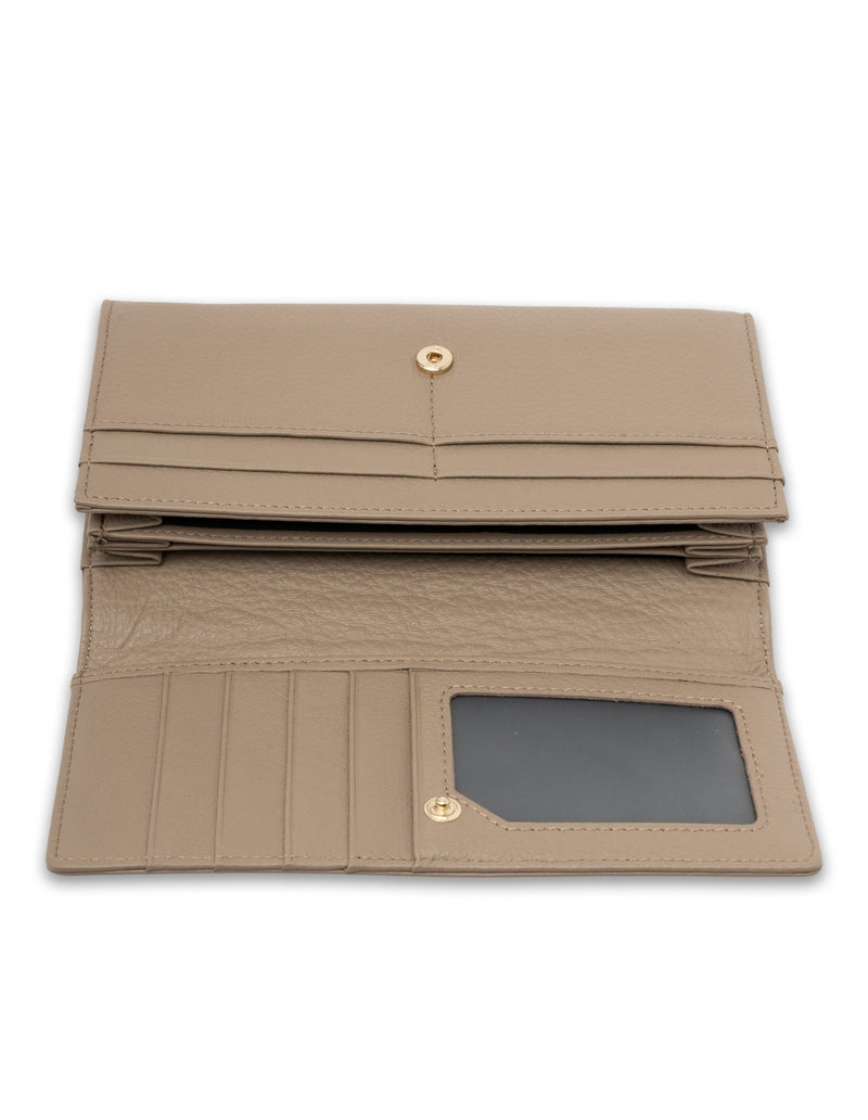 Mocha Vivian Leather Long Wallet- Taupe | Mocha Australia