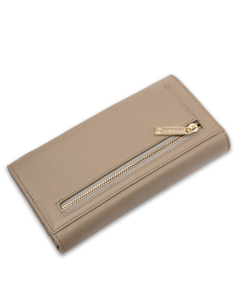Mocha Vivian Leather Long Wallet- Taupe | Mocha Australia