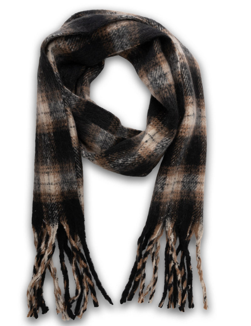 Mocha Woodlands Plaid Scarf- Black | Mocha Australia