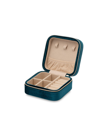Mocha Velvet Square Jewellery Case- Teal | Mocha Australia