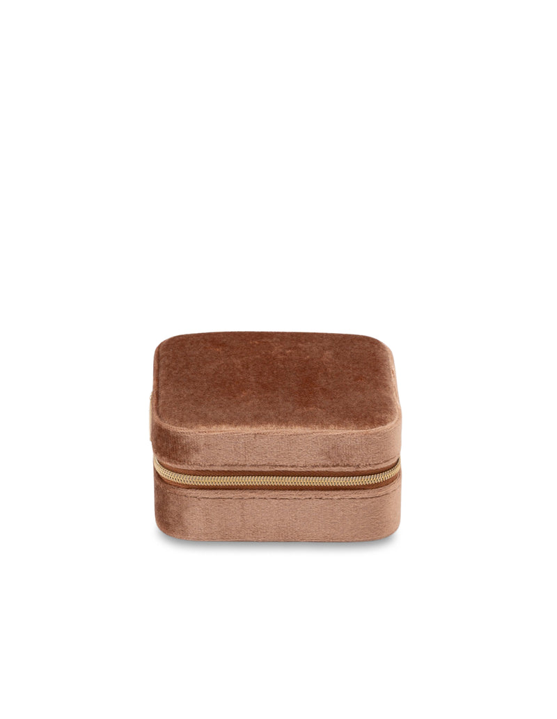 Mocha Velvet Square Jewellery Case- Peach | Mocha Australia