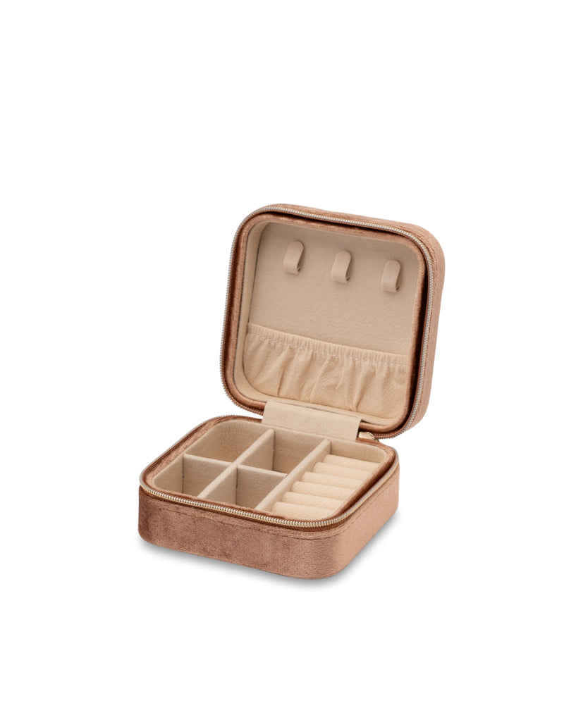 Mocha Velvet Square Jewellery Case- Peach | Mocha Australia