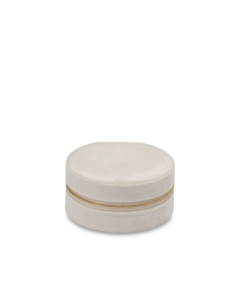 Mocha Velvet Round Jewellery Case- Pearl | Mocha Australia