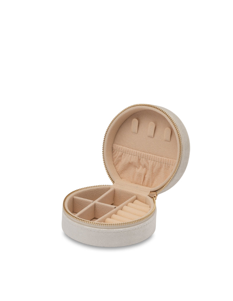 Mocha Velvet Round Jewellery Case- Pearl | Mocha Australia