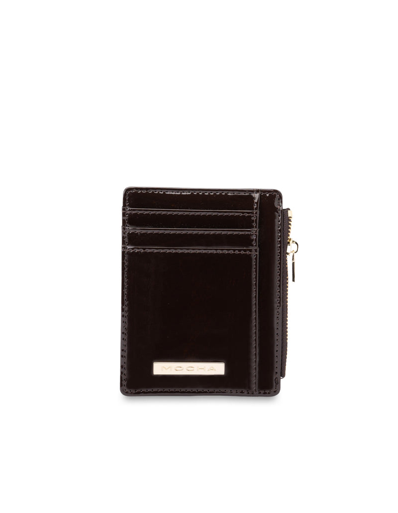 Mocha Willow Patent Card Holder - Espresso | Mocha Australia