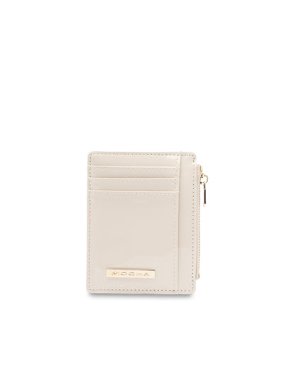 Mocha Willow Patent Card Holder - Oat | Mocha Australia