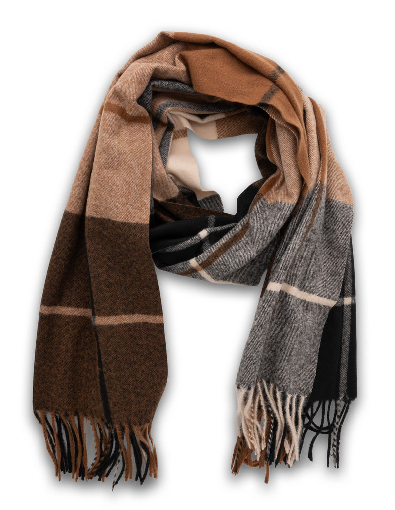Mocha Simple Plaid Scarf- Black/Brown | Mocha Australia