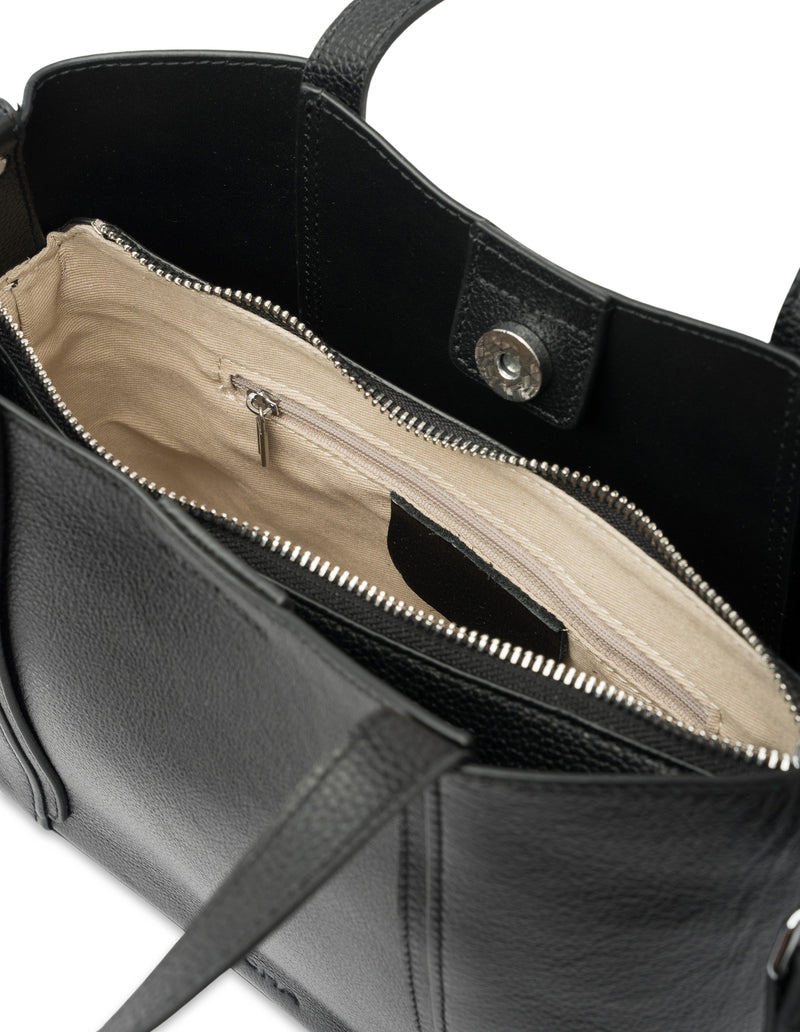 Mocha Valerie Leather Small Tote - Black | Mocha Australia