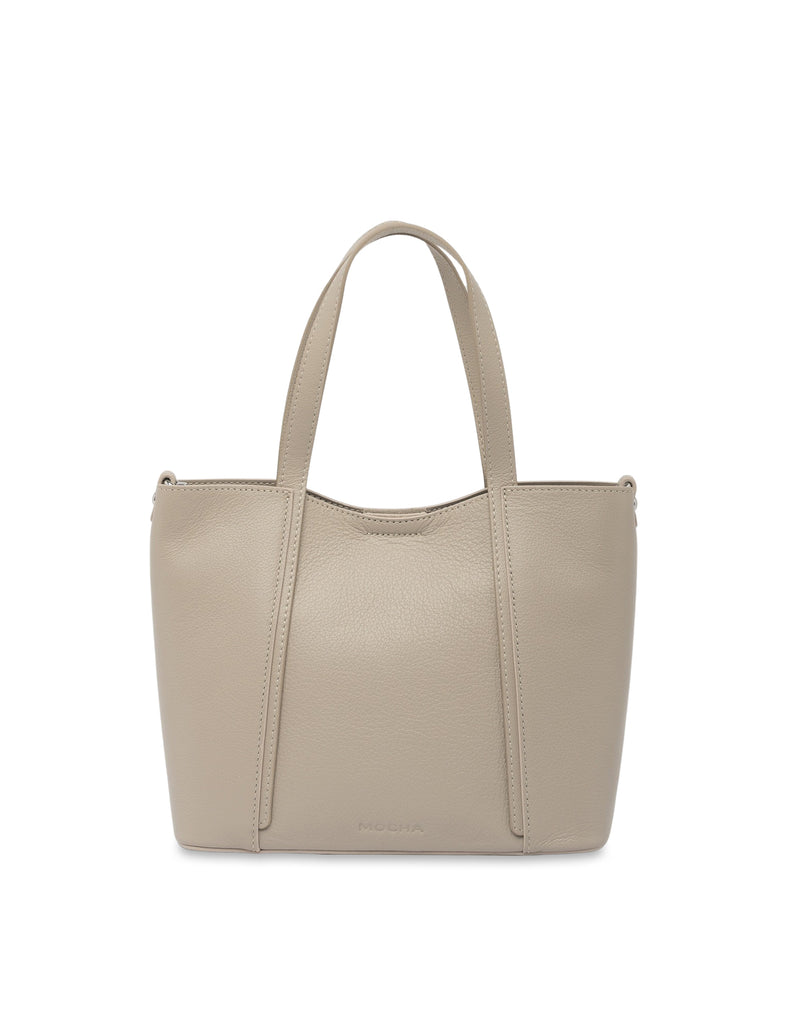 Mocha Valerie Leather Small Tote - Light Grey | Mocha Australia