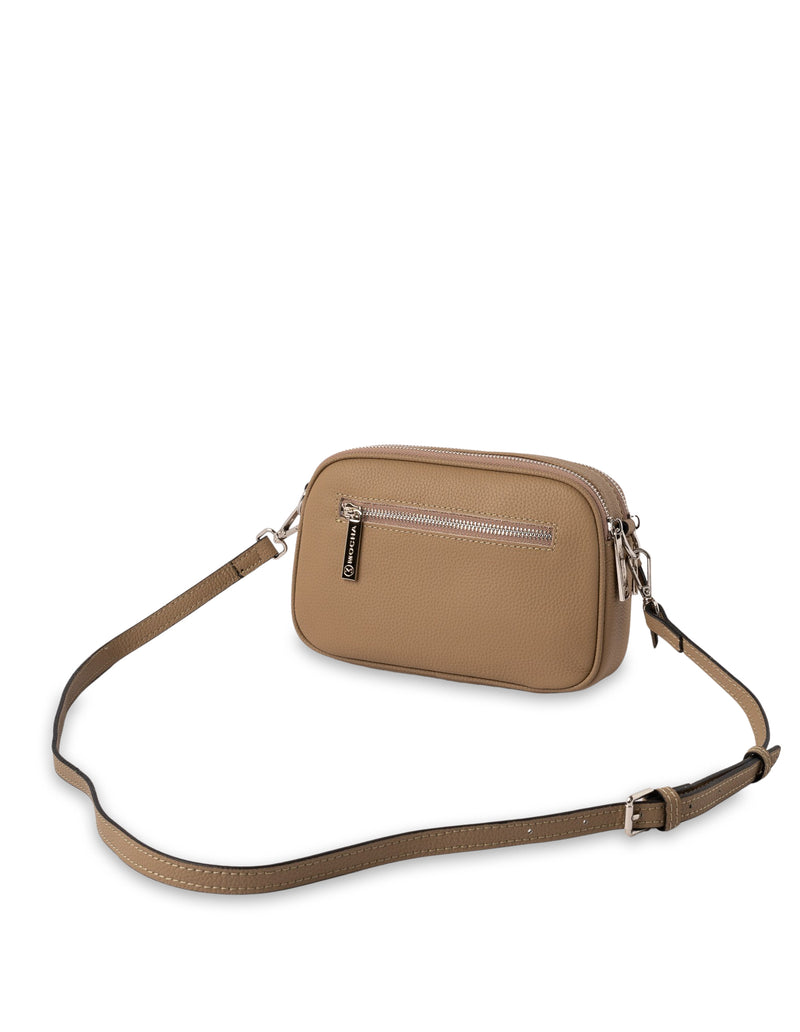Mocha Abigail Leather Crossbody Bag - Taupe | Mocha Australia