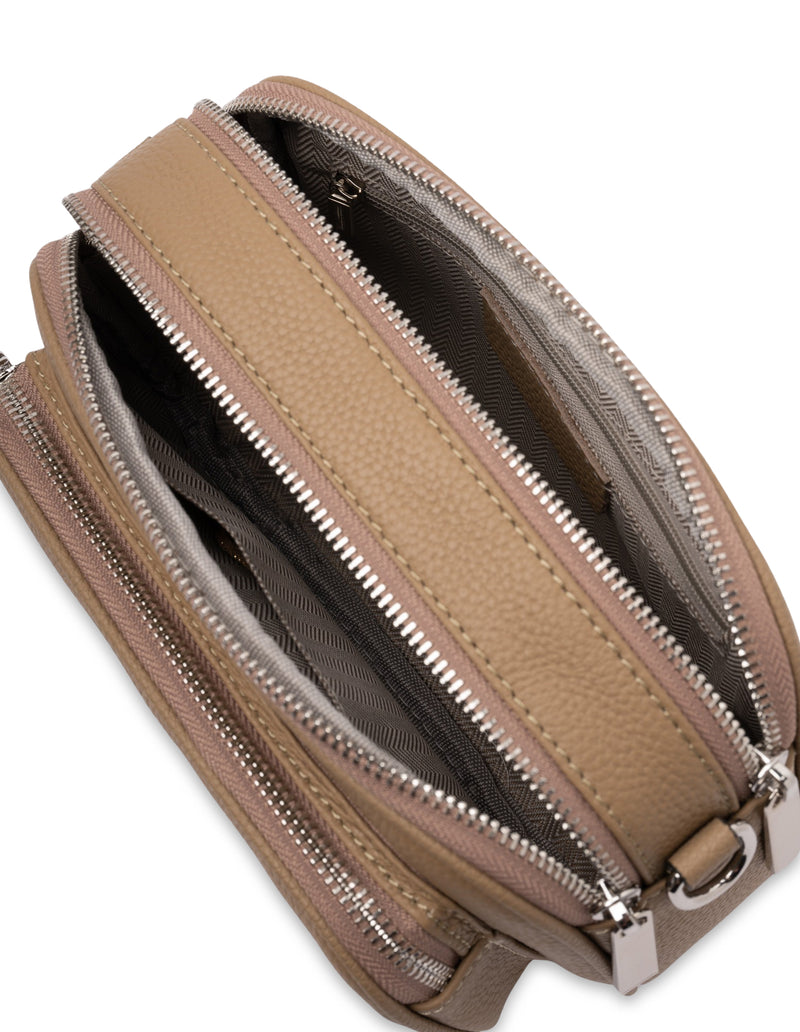 Mocha Abigail Leather Crossbody Bag - Taupe | Mocha Australia