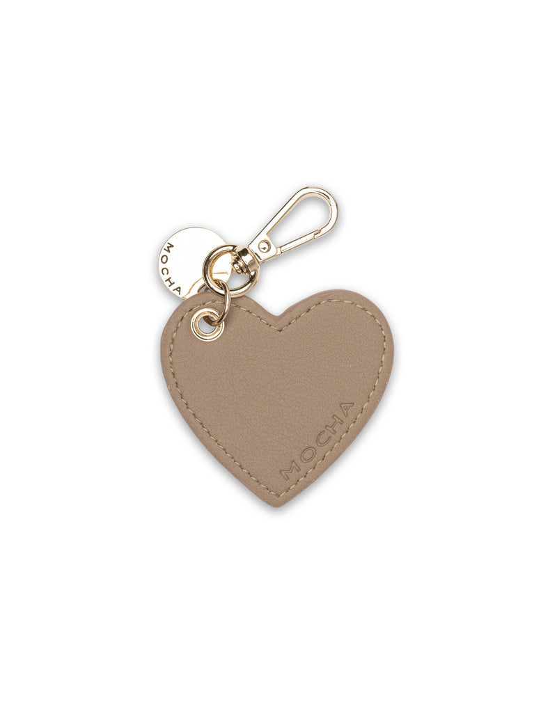 Mocha Penelope Heart Key Ring - Taupe