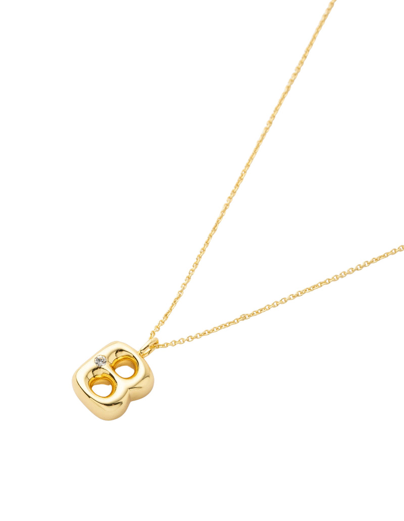 Mocha Bubble Initial Necklace - B - Light Gold | Mocha Australia