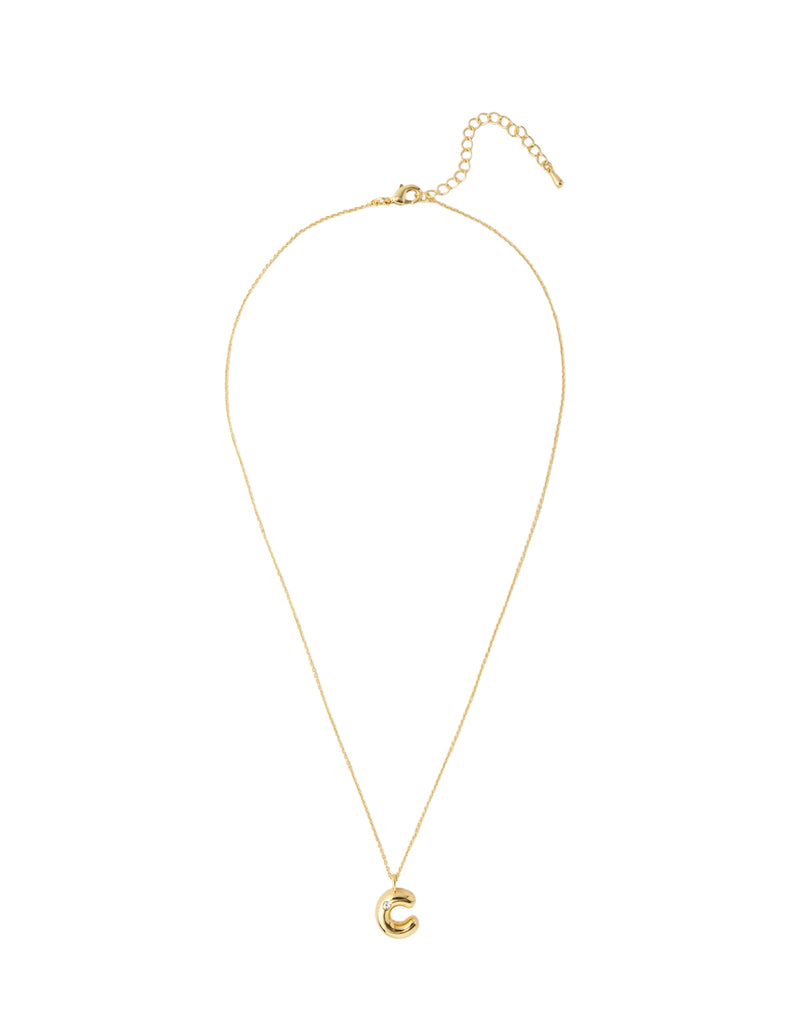 Mocha Bubble Initial Necklace - C - Light Gold | Mocha Australia
