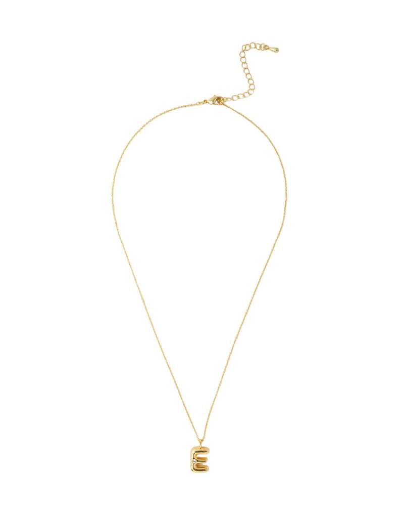 Mocha Bubble Initial Necklace - E - Light Gold | Mocha Australia