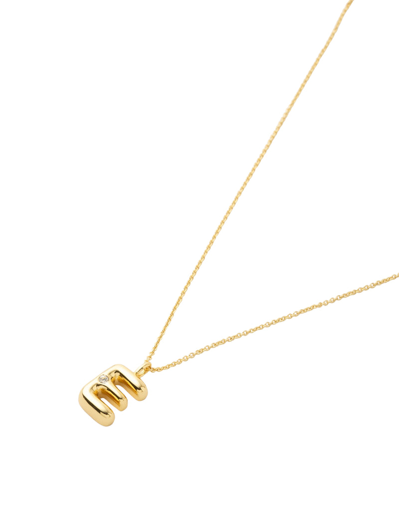 Mocha Bubble Initial Necklace - E - Light Gold | Mocha Australia