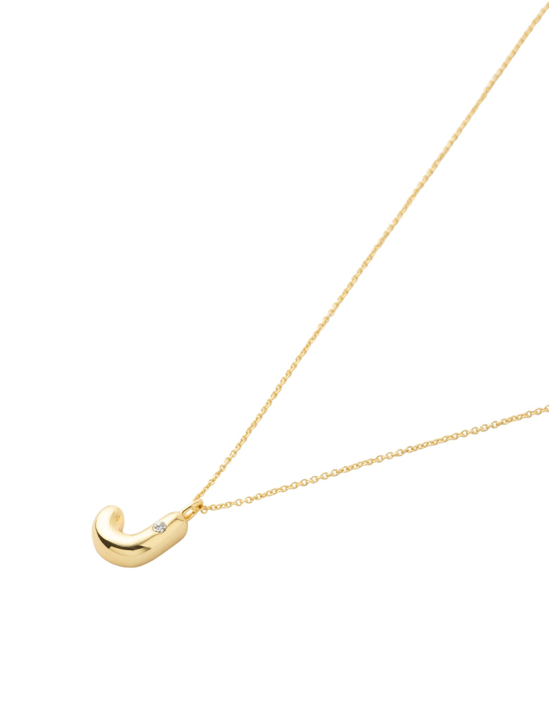 Mocha Bubble Initial Necklace - J - Light Gold | Mocha Australia