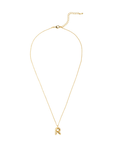 Mocha Bubble Initial Necklace - R - Light Gold | Mocha Australia