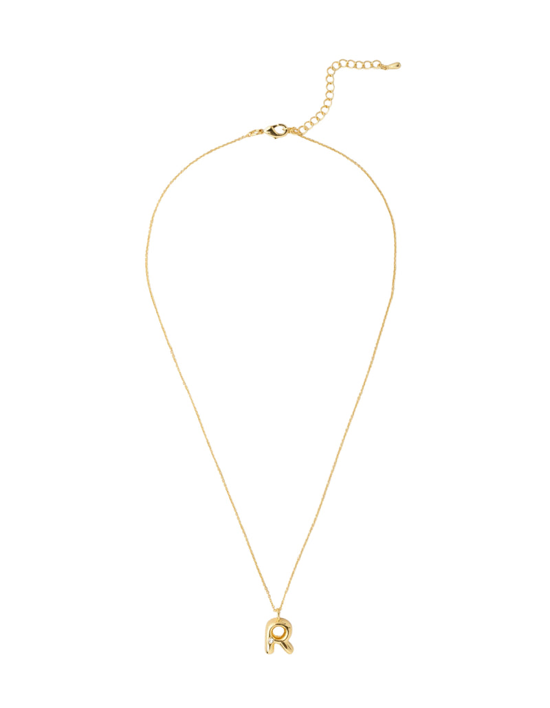 Mocha Bubble Initial Necklace - R - Light Gold | Mocha Australia