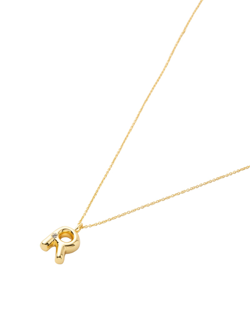 Mocha Bubble Initial Necklace - R - Light Gold | Mocha Australia