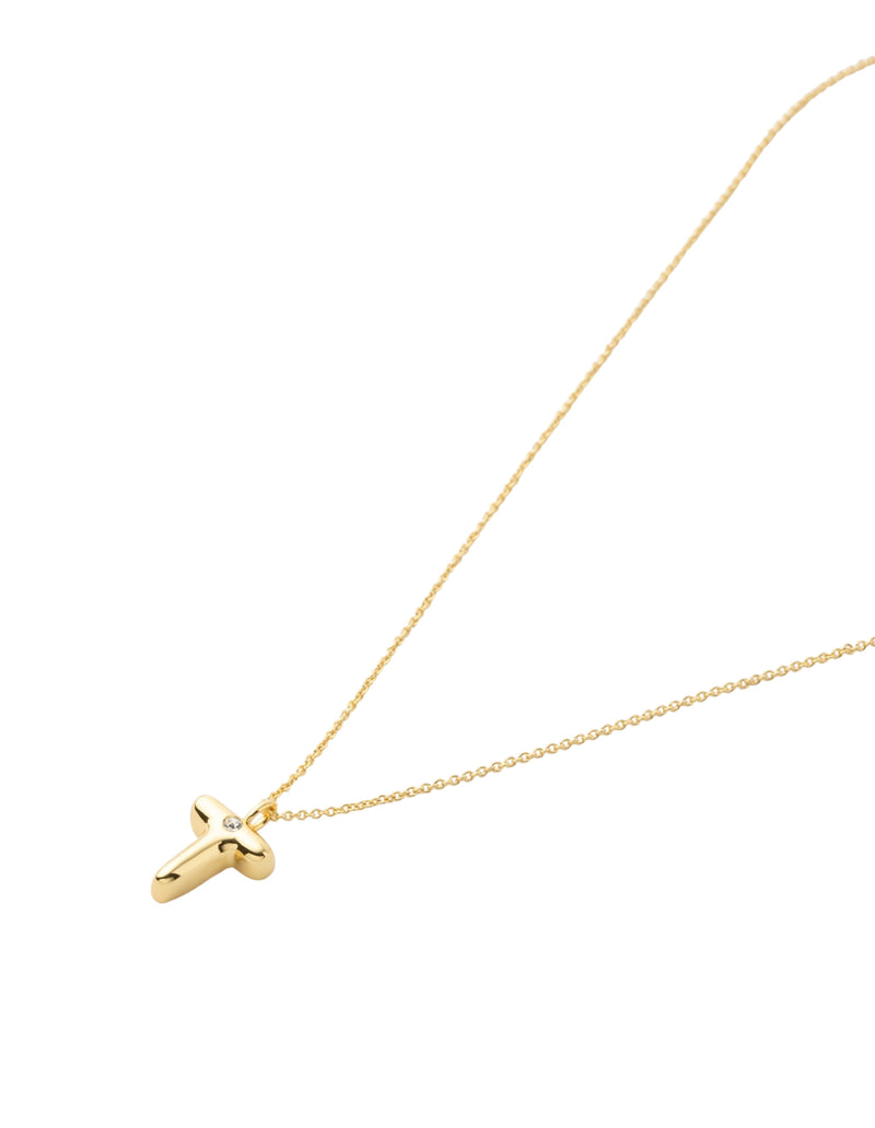 Mocha Bubble Initial Necklace - T - Light Gold | Mocha Australia