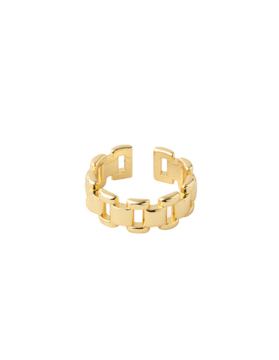 Mocha Chain Links Adjustable Ring - Light Gold | Mocha Australia
