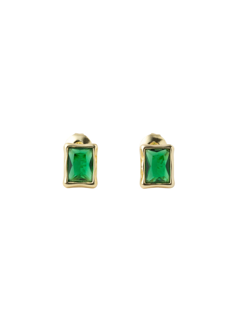 Mocha Sofia Emerald Stud Earring - Light Gold | Mocha Australia