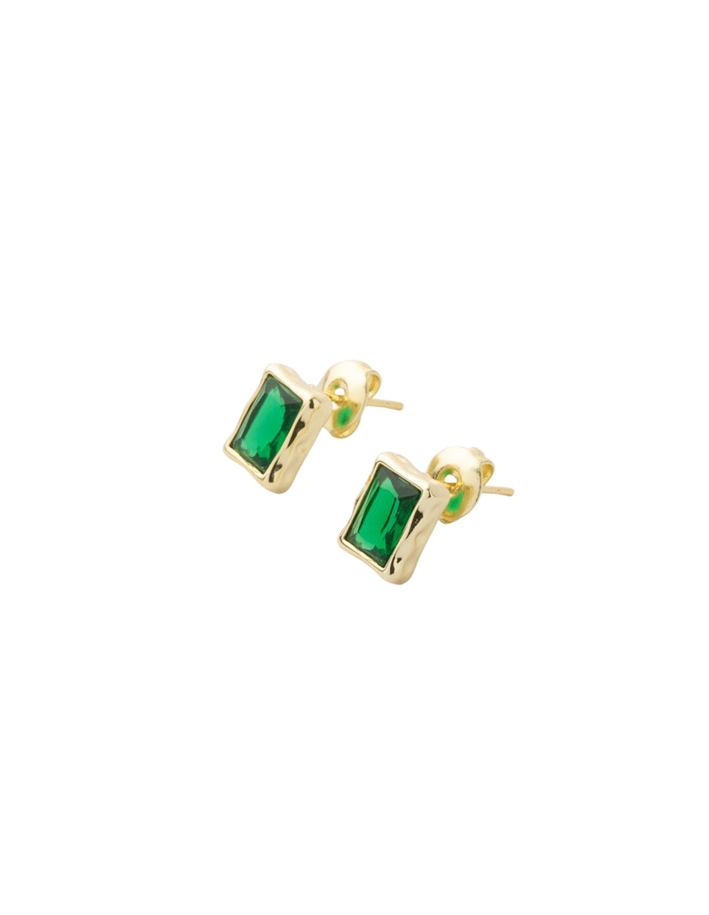 Mocha Sofia Emerald Stud Earring - Light Gold | Mocha Australia